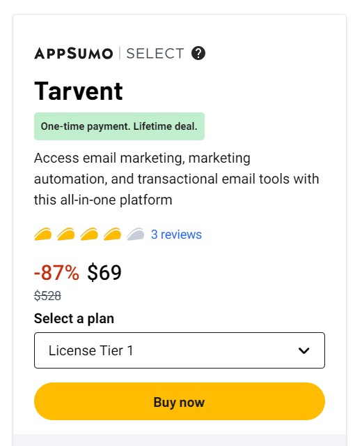 Tarvent Lifetime Buy Now