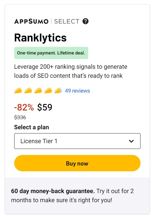 Ranklytics One-time payment Lifetime deal.